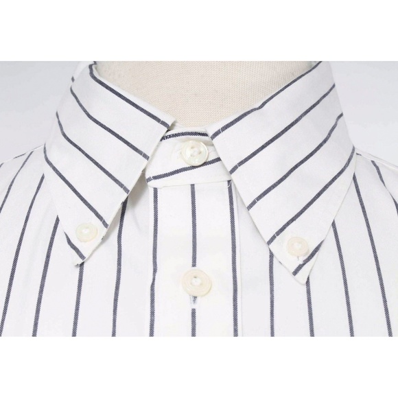 🍍 HATHAWAY Men’s White & Blue Stripe Button Down Dress Shirt - Picture 4 of 7